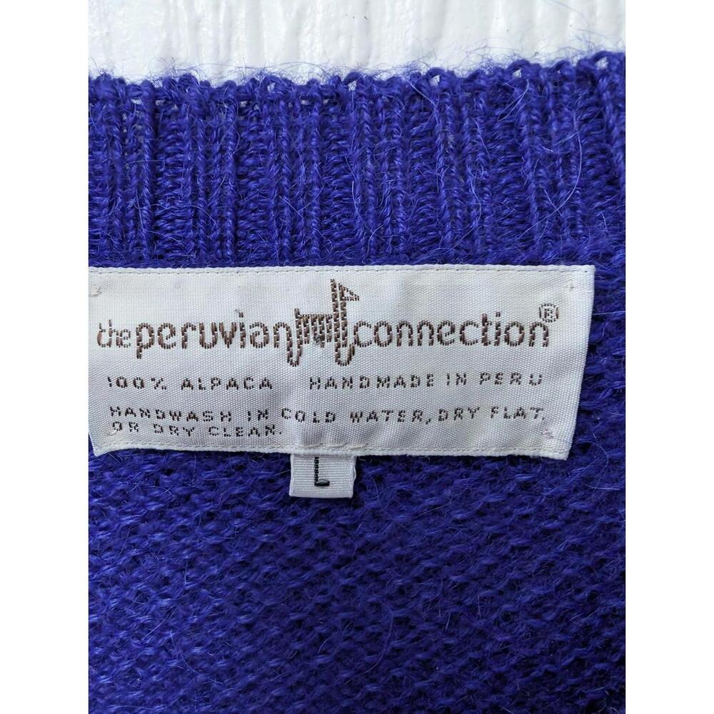 Peruvian Connection 100% Alpaca Blue Knit Sweater Women's Size Large - Picture 4 of 6